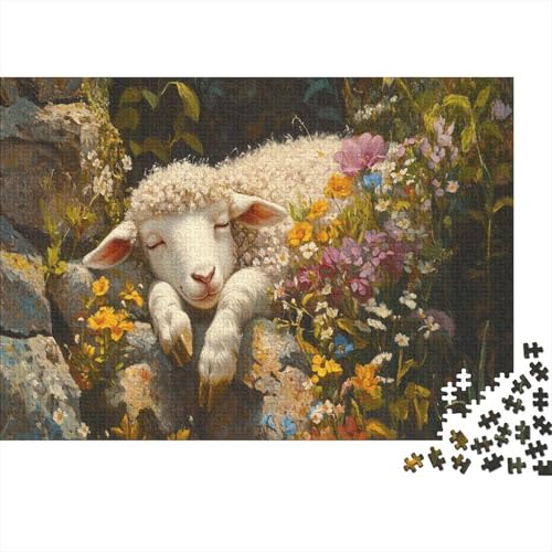 Schafe Puzzle Ölgemälde Style Buntes Legespiel 1000 Teile Geschicklichkeitsspiel Holzpuzzles PuzzlePädagogisches Für Die Ganze Familie 1000pcs (75x50cm) von TJLROUVNK