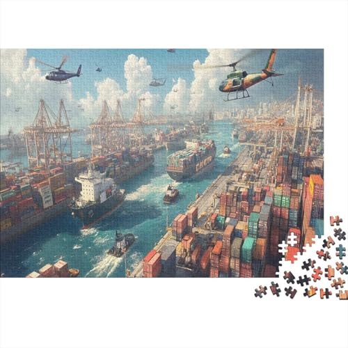 Schiffe Puzzle Hafen Buntes Legespiel 1000-teilige Geschicklichkeitsspiel Holzpuzzles PuzzlePädagogisches Für Erwachsene 1000pcs (75x50cm) von TJLROUVNK