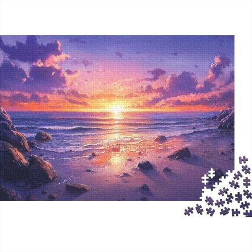 Untergehende Sonne Puzzle Am Meer Buntes Legespiel 1000 Teile Stressabbau-Spielzeug Holzpuzzles PuzzlePädagogisches Für Die Ganze Familie 1000pcs (75x50cm) von TJLROUVNK