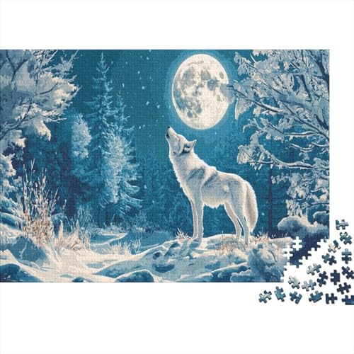 Weißer Wolf Puzzle Schneeszene Buntes Legespiel 1000-teilige Geschicklichkeitsspiel Holzpuzzles PuzzlePädagogisches Für Erwachsene Und Kinder Ab 14 Jahren 1000pcs (75x50cm) von TJLROUVNK