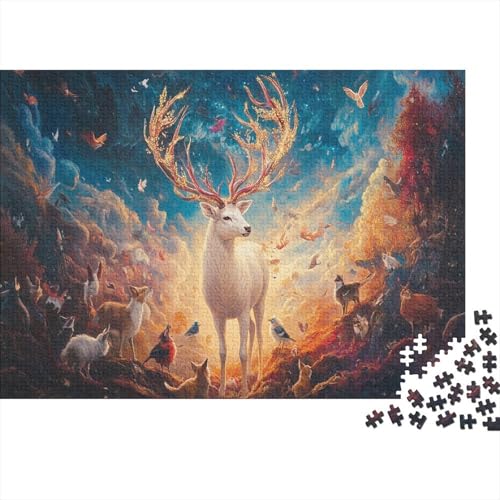 White Hirsch Puzzle Farbeful Auspicious Wolken Lernspiel 1000 PCS Geschicklichkeitsspiel Holzpuzzles PuzzlePädagogisches Für Erwachsene Kinder 1000pcs (75x50cm) von TJLROUVNK