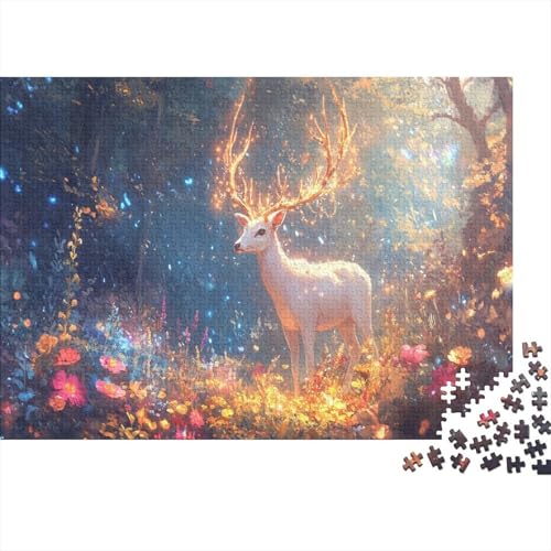 White Hirsch Puzzle Hymne Lernspiel 1000-teilige Stressabbau-Spielzeug Holzpuzzles PuzzlePädagogisches Für Erwachsene Und Kinder Ab 14 Jahren 1000pcs (75x50cm) von TJLROUVNK