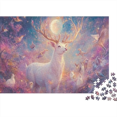 White Hirsch Puzzle Vogel Lernspiel 1000 PCS Herausforderungsspielzeug Holzpuzzles PuzzlePädagogisches Für Erwachsene Kinder 1000pcs (75x50cm) von TJLROUVNK