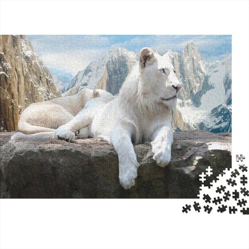 White Löwen Puzzle Schnee Berg Lernspiel 1000 PCS Geschicklichkeitsspiel Holzpuzzles PuzzlePädagogisches Für Erwachsene Kinder 1000pcs (75x50cm) von TJLROUVNK