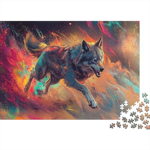 Wolf King Puzzle Farbe Vortex Buntes Legespiel 1000 Teile Herausforderungsspielzeug Holzpuzzles PuzzlePädagogisches Für Erwachsene 1000pcs (75x50cm) von TJLROUVNK