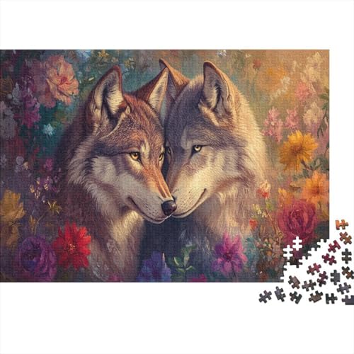 Wolf Puzzle Blumen Buntes Legespiel 1000-teilige Geschicklichkeitsspiel Holzpuzzles PuzzlePädagogisches Für Erwachsene 1000pcs (75x50cm) von TJLROUVNK