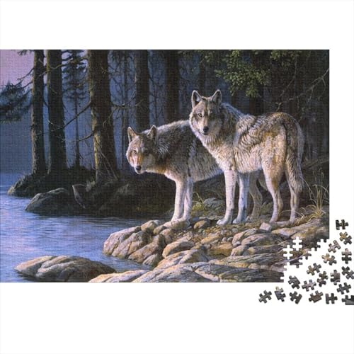 Wolf Puzzle Tier Lernspiel 1000 PCS Stressabbau-Spielzeug Holzpuzzles PuzzlePädagogisches Für Erwachsene 1000pcs (75x50cm) von TJLROUVNK