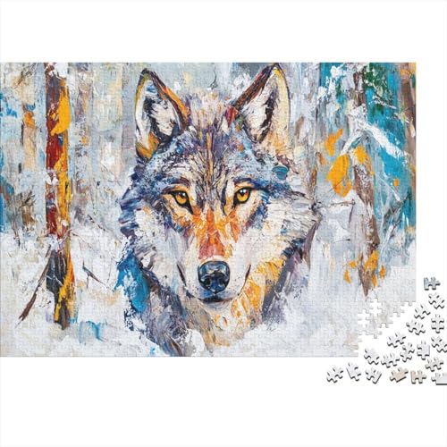 Wolfs Puzzle Schneeszene Lernspiel 1000-teilige Herausforderungsspielzeug Holzpuzzles PuzzlePädagogisches Für Erwachsene Kinder 1000pcs (75x50cm) von TJLROUVNK