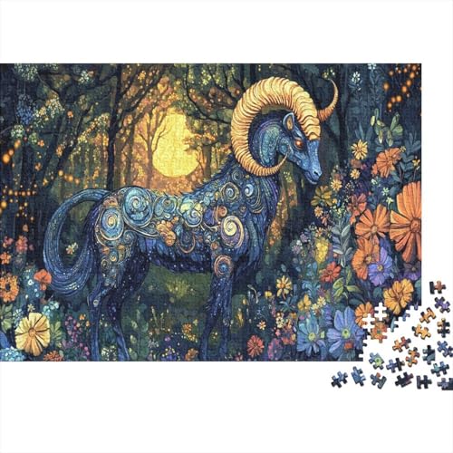 Ziege Puzzle Untergehende Sonne Lernspiel 1000-teilige Stressabbau-Spielzeug Holzpuzzles PuzzlePädagogisches Für Erwachsene 1000pcs (75x50cm) von TJLROUVNK