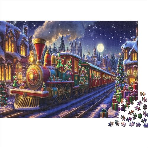 Zug Puzzle Christusmas Lernspiel 1000 PCS Geschicklichkeitsspiel Holzpuzzles PuzzlePädagogisches Für Erwachsene 1000pcs (75x50cm) von TJLROUVNK