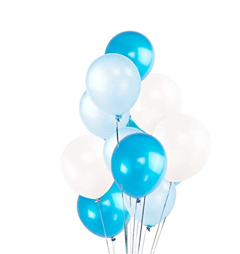 50x Luftballons Mix Ø 35 cm Ballons Balloons Luftballon Ballon 1. Geburtstag babyblau, himmelblau blau, weiß weiss Latexballons - Kein Plastik -100% Bio & recyclebar - (babyblau-hellblau-weiß-mix) von TK Gruppe Timo Klingler