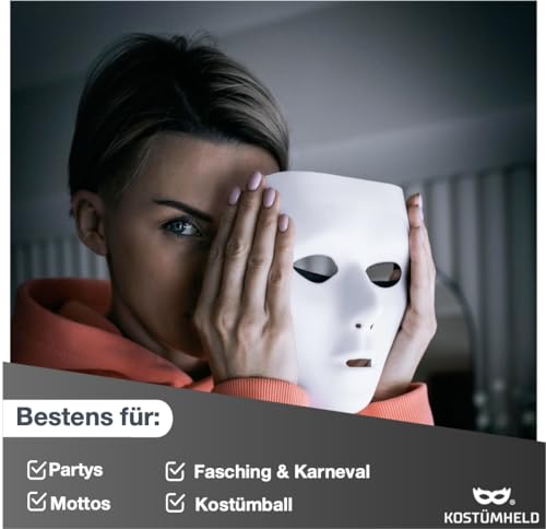 TK Gruppe Timo Klingler 12x Maske weiß - Theathermaske zum bemalen unbemalt basteln Anonymous Phantom Masken - Karneval & Fasching & Halloween - Fastnachtskostüme von TK Gruppe Timo Klingler