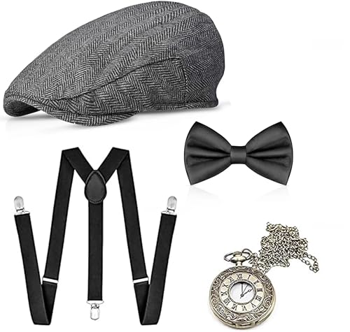 5 in 1-1920 Accessoires 20 er Jahre Herren Männer Set für Fasching & Karneval - Verkleidung wie Gatsby, Charleston - Kostüm & Fastnachtskostüme von TK Gruppe Timo Klingler