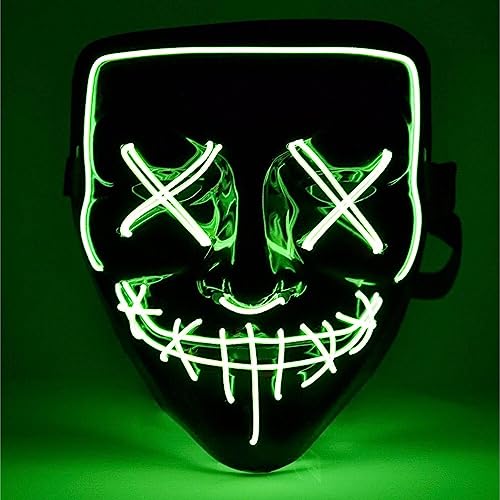 TK Gruppe Timo Klingler 5x LED Grusel Maske grün - wie aus Purge für Halloween als Kostüm von TK Gruppe Timo Klingler