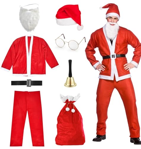 8 in 1 Nikolauskostüm - Einheitsgröße - Weihnachtsmannkostüm - Santa Costume - für Weihnachten - Kostüm für Nikolaus - Weihnachtsmann - Santa Claus - Herren/Erwachsene (Mengenauswahl) von TK Gruppe Timo Klingler