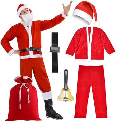 Kostümheld® 6 in 1 Nikolauskostüm - Einheitsgröße - Weihnachtsmannkostüm - Santa Costume - für Weihnachten - Kostüm für Nikolaus - Weihnachtsmann - Santa Claus - Herren/Erwachsene (Mengenauswahl) von TK Gruppe Timo Klingler