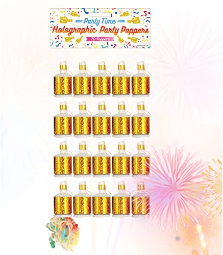 TK Gruppe Timo Klingler 20x Party Gold Schampus Popper Schampusknaller Partypopper für Partys & Silvester Kat. F1 für Jugendlichen & Kinder Jugendfeuerwerk (20x Gold) von TK Gruppe Timo Klingler