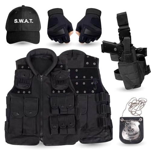 TK Gruppe Timo Klingler Kostümheld® 6 in 1 SWAT UNISEX Kostüm für Herren & Damen Set für Karneval & Fasching & Halloween von TK Gruppe Timo Klingler