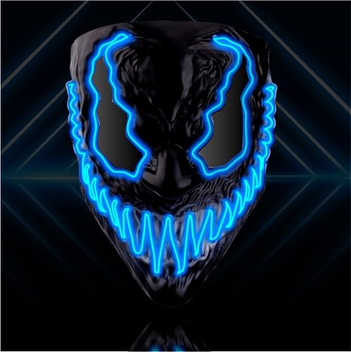 TK Gruppe Timo Klingler LED Premium Maske blau - wie aus Venobat steuerbar, für Halloween, Fasching & Karneval als Kostüm für Herren & Damen von TK Gruppe Timo Klingler