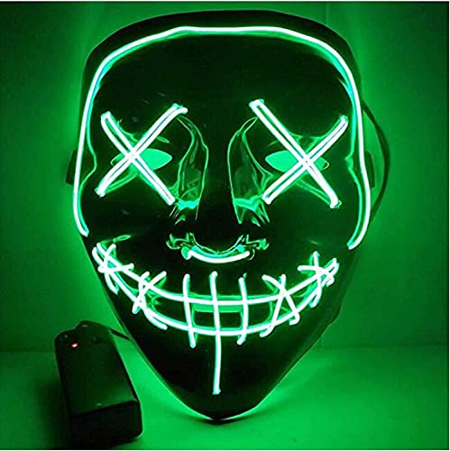 TK Gruppe Timo Klingler LED Grusel Maske grün - wie aus Purge mit 3x Lichteffekten, steuerbar, für Halloween, Fasching & Karneval als Kostüm für Herren & Damen (1x grün) von TK Gruppe Timo Klingler