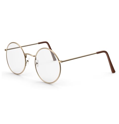 Weihnachtswunder® Kostümbrille Nikolausbrille Weihnachten Weihnachtsmannbrille Nickelbrille Brille Nikolaus rund für Nikolauskostüm, Weihnachtsmann - Verkleidung Gold von TK Gruppe Timo Klingler