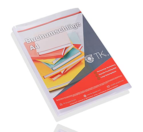 TK Gruppe Timo Klingler 100x Buchumschlag - transparent klar DINA4 - für Bücher, Hefte, Buchhülle & Buchschoner & Hefthülle als Schutz/Heftumschlag für Schule & Büro von TK Gruppe Timo Klingler