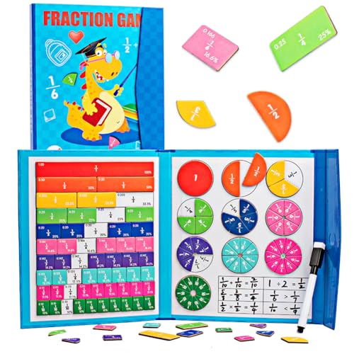 Bruchrechnen Montessori Material, Mathematik Lustiges Magnetische Lernpuzzle Lernspiele Bruch rechnen Spiel Für Kinder, Geschenke zur Einschulung ab 7 Jahre Unterricht, Mathe Grundschule Material von TK99SW