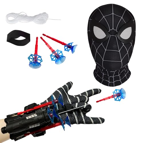 TKGEOUE Spiderm Launcher Handschuh Handgelenk Spielzeug Set Hero Handschuhe Spielzeug Held Launcher für Cosplay Handschuh Lustiges Lernspielzeug mit Kinder Maske Kinder Geschenk. von TKGEOUE