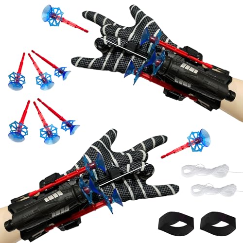 TKGEOUE Super Spider Launcher 2 Set Kids Spider Hero Handschuhe Spider Launcher Handschuhe Spider Handschuhe Kinder Spider Web Shooter Spider Hero Handgelenk Spielzeug Set. von TKGEOUE