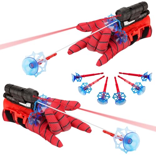 TKGEOUE Super Spider Launcher 2 Set Kids Spider Hero Handschuhe Spider Launcher Handschuhe Spider Handschuhe Kinder Spider Web Shooter Spider Hero Handgelenk Spielzeug Set. von TKGEOUE