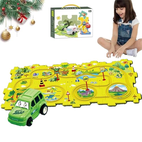 TKNIBEEN Puzzle Racer Kids Car Track Set,nukids Puzzle Racer Kids car Track Set, Puzzle Tracks Car Toys,Puzzle Track Car Play Set Racer Track Set for Kids (15pcs B) von TKNIBEEN