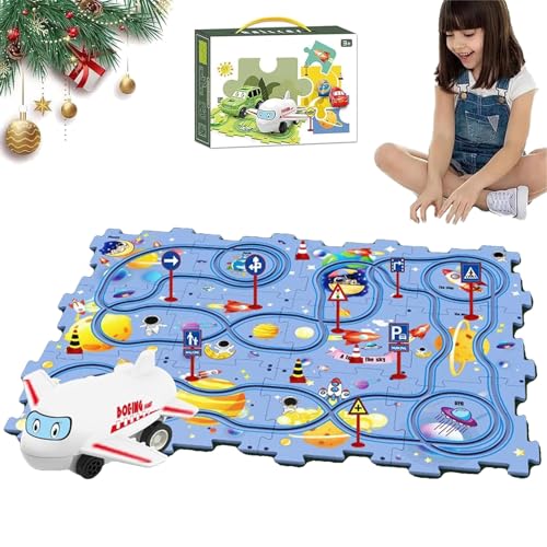 TKNIBEEN Puzzle Racer Kids Car Track Set,nukids Puzzle Racer Kids car Track Set, Puzzle Tracks Car Toys,Puzzle Track Car Play Set Racer Track Set for Kids (25pcs C) von TKNIBEEN