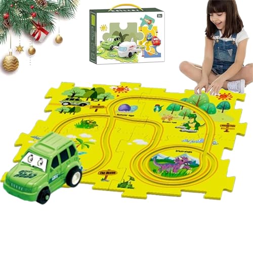 TKNIBEEN Puzzle Racer Kids Car Track Set,nukids Puzzle Racer Kids car Track Set, Puzzle Tracks Car Toys,Puzzle Track Car Play Set Racer Track Set for Kids (5PCS A) von TKNIBEEN