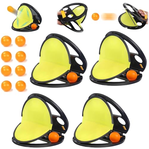 TKNIBEEN Racket Pocket Catch Game, Racket Pocket, Racketpocket Outdoor Catch Toy, Racket Pocket Game, Racket Pocket Toy,Parent-Child Interactive Educational Throwing Ball (4pcs Black) von TKNIBEEN