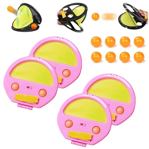 TKNIBEEN Racket Pocket Catch Game, Racket Pocket, Racketpocket Outdoor Catch Toy, Racket Pocket Game, Racket Pocket Toy,Parent-Child Interactive Educational Throwing Ball (4pcs Pink) von TKNIBEEN