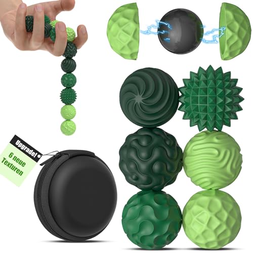 6 STK Magnetische Kugeln Stressball, Magnet Kugeln Stress Fidget Ball Magnetische Stressbälle Sensorik Bälle mit 6 Texturen, Autismus & ADHS Hilfsmittel Fidget Toys für Erwachsene Stressabbau (Grün) 6 STK Magnetische Kugeln Stressball, Magnet Kugeln Stress Fidget Ball Magnetische Stressbälle Sensorik Bälle mit 6 Texturen, Autismus & ADHS Hilfsmittel Fidget Toys für Erwachsene Stressabbau (Grün) von TLDNZXY