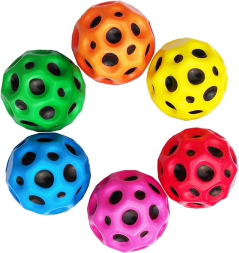 TLHWIN Astro Jump Ball 6 Stück.Mondball Hochsprung Globus Jump Ball Ein Knallgeräusch Gummiball Spaceballs 7cm Galaxy Ball Mini Hüpfball Hüpfball für Kinder Outdoor von TLHWIN