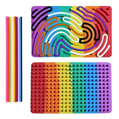 TLHWIN Sensorisches Aktivitätsboard,Silikon Fidget Spielzeug zur Stresslinderung,Beruhigung,Fokussierung,für ADHS und Autismus,6 Farben Sensorisches Spielzeug Gamecontroller für Kinder (Regenbogen) von TLHWIN