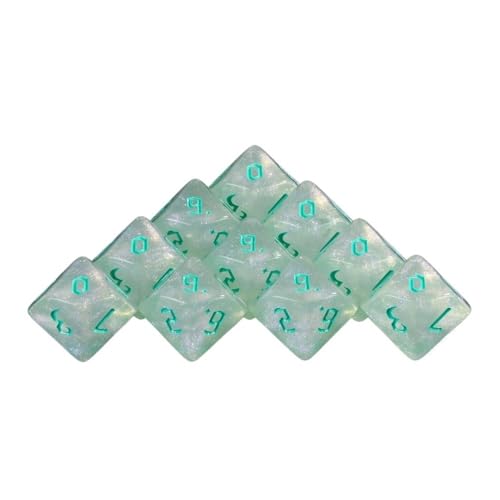 TMAOZW Würfelset Dicec 10-teiliges polyedrisches D10-Würfelset, glitzernd, undurchsichtig, Rollenspiel, geeignet for Clubpartys, Familien-DIY-Spiele, Zubehör farbige Würfel(A06) von TMAOZW