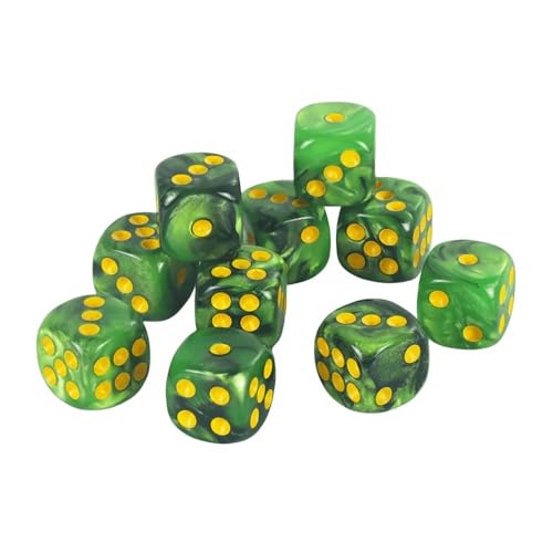 TMAOZW Würfelset Würfel 50 Stück runder Punkt D6 Würfelsatz 12 mm gemischte Farbe geeignet for Brettspiele Würfel Spiel Party Party farbige Würfel(Green Black) von TMAOZW