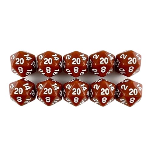 TMAOZW Würfelset 10 Stück D20 Polyedrische Würfel 19,7 mm TRPG DND Digitale Würfel Spielset 20 Seiten Geeignet for Brettspiele Würfel Spiel Party Party farbige Würfel(Brown) von TMAOZW