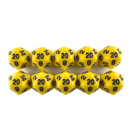 Würfelset 10 Stück D20 Polyedrische Würfel 19,7 mm TRPG DND Digitale Würfel Spielset 20 Seiten Geeignet for Brettspiele Würfel Spiel Party Party farbige Würfel(Yellow) von TMAOZW