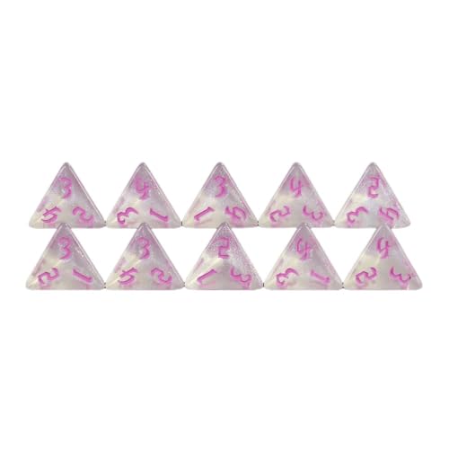 Würfelset 10 Stück D4 Würfel Glitzereffekt Würfel Set DND Spiel RPG Brettspiel Geeignet for Club Party Familie Brettspiel Requisiten farbige Würfel(Pink) von TMAOZW