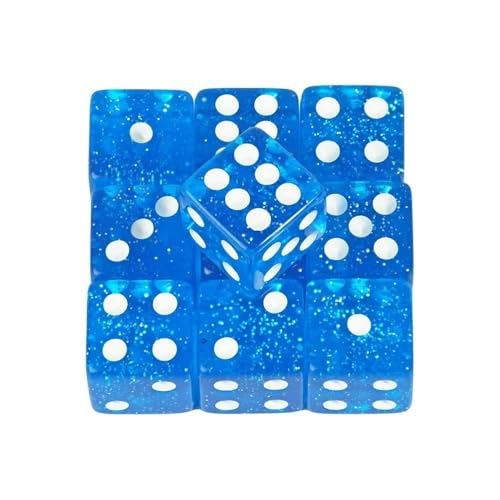 TMAOZW Würfelset 40PCs Würfel 6 Seitige Spiel Würfel Glitter 16MM Unterhaltung Acryl Werkzeug Würfel Geeignet for Brettspiel Tisch Spiel farbige Würfel(Blue) von TMAOZW