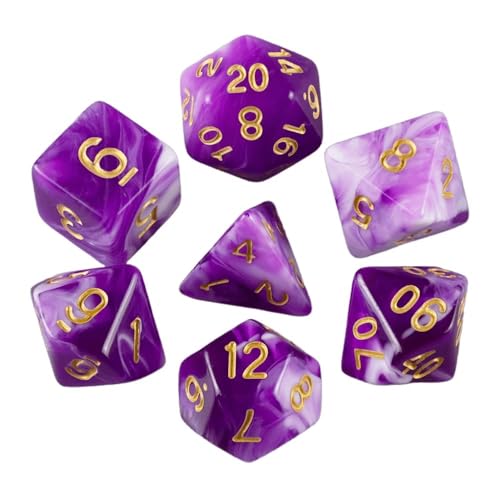 TMAOZW Würfelset 7-teiliges Würfelset, transparente Würfel, D4, D20, geeignet for Club-Party, Familie, DIY-Spiele, Zubehör farbige Würfel(Purple) von TMAOZW