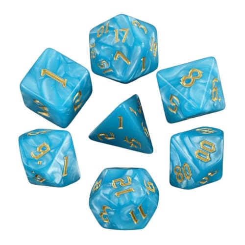 Würfelset DND Polyedrische Würfel Set Perle Swirl Party Liefert Tisch Spiele Geeignet for Brettspiele Würfel Spiel Party Party farbige Würfel(Blue) von TMAOZW