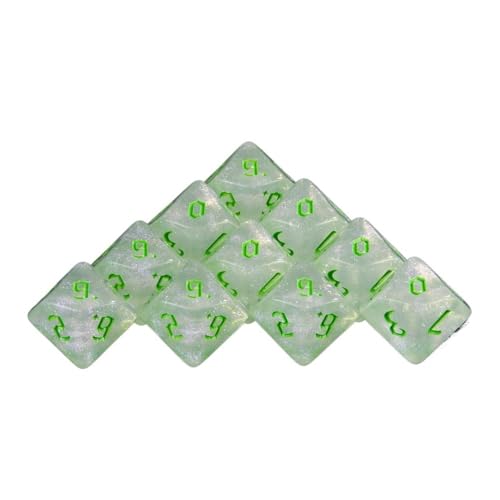 Würfelset Dicec 10-teiliges polyedrisches D10-Würfelset, glitzernd, undurchsichtig, Rollenspiel, geeignet for Clubpartys, Familien-DIY-Spiele, Zubehör farbige Würfel(A04) von TMAOZW