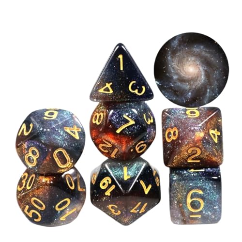 Würfelset Galaxy Concept Würfel, 7 Stück, Brettspiel-Tischzubehör, geeignet for Club-Partys, Familien-DIY-Spiele-Zubehör farbige Würfel(B) von TMAOZW