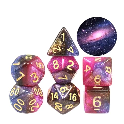 Würfelset Galaxy Concept Würfel, 7 Stück, Brettspiel-Tischzubehör, geeignet for Club-Partys, Familien-DIY-Spiele-Zubehör farbige Würfel(C) von TMAOZW