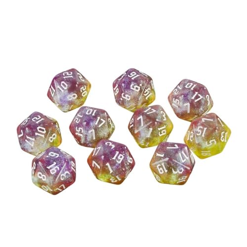 Würfelset Würfel, 10 Stück, 20-seitig, gemischte Farben, polyedrische Würfel, D20, Glitzerwürfel, geeignet for Nachtclubpartys, Familienspieleabende farbige Würfel(04) von TMAOZW